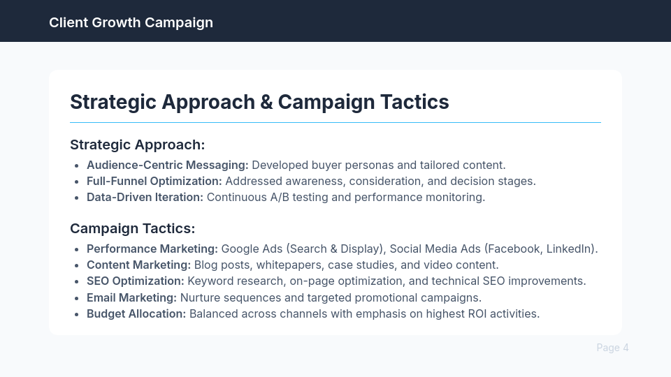 Agency Client Success Case: Growth & ROI